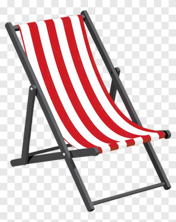 Red And White Striped Deck Chair PNG