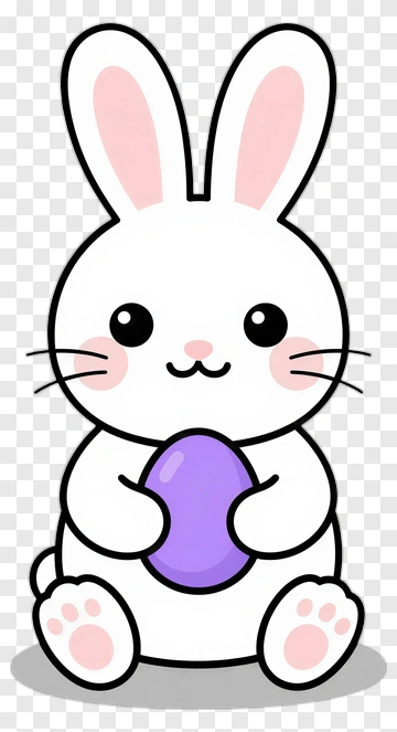 Cute Cartoon Rabbit Holding Purple Egg PNG