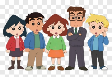 Group Of Cartoon Children And An Adult PNG