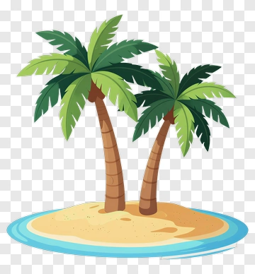 Two Palm Trees On A Small Island PNG