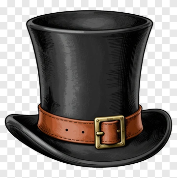 Classic Top Hat With Leather Band PNG