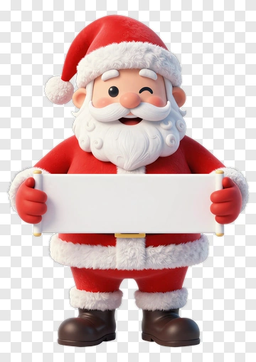 Santa Claus Holding Blank Sign PNG