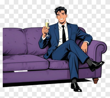 Man In Suit Holding Champagne PNG