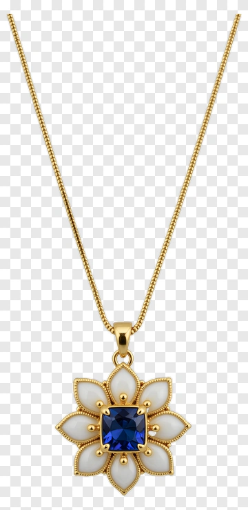 Blue Gemstone Flower Pendant Necklace PNG
