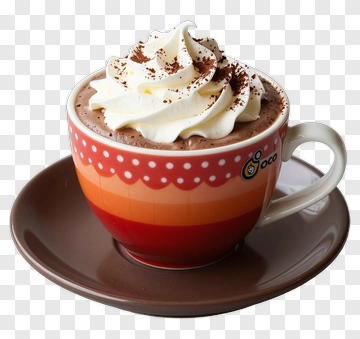 Hot Chocolate With Whipped Cream In Red Cup PNG