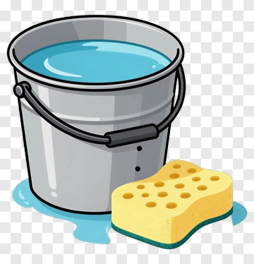 Bucket And Sponge Cleaning Set PNG