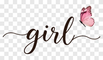 Girl With Pink Butterfly PNG