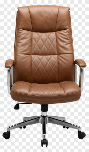 Brown Leather Office Chair PNG