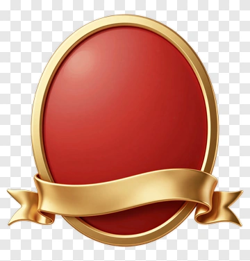 Red Oval Frame With Gold Ribbon PNG