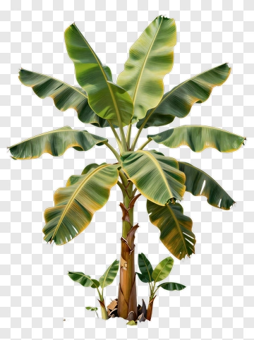 Banana Plant With Young Shoots PNG