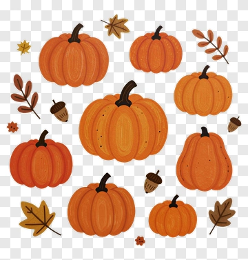 Pumpkins Leaves And Acorns PNG