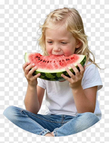 Child Eating Watermelon PNG
