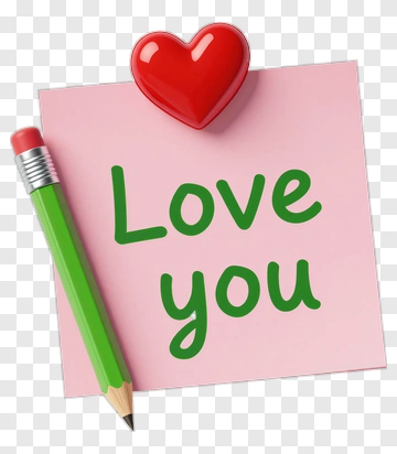 Love Note With Heart And Pencil PNG