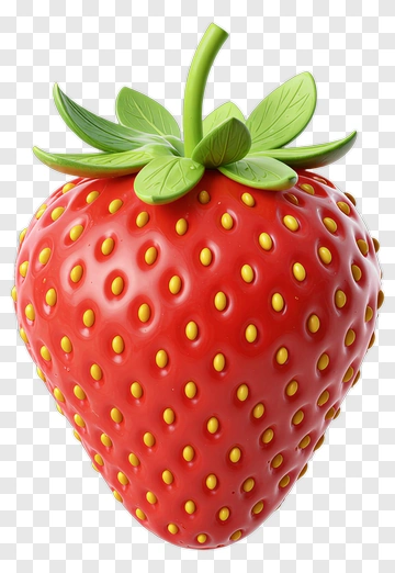 Red Strawberry With Green Leaves PNG