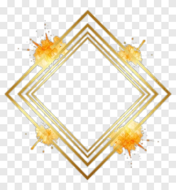 Gold Frame With Orange Watercolor Splatters PNG