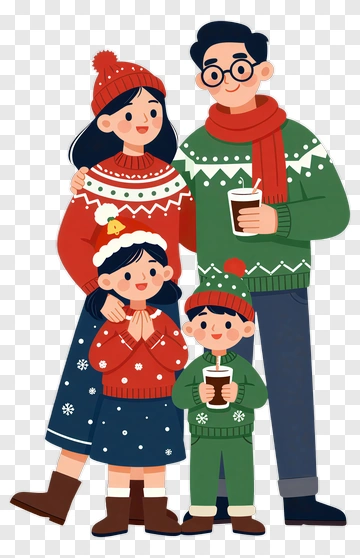 Family In Christmas Outfits PNG