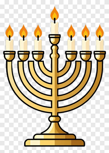 Golden Menorah With Lit Candles PNG