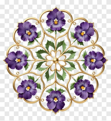 Violet Pansy Ornamental Design PNG