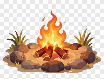 Campfire With Logs And Rocks PNG