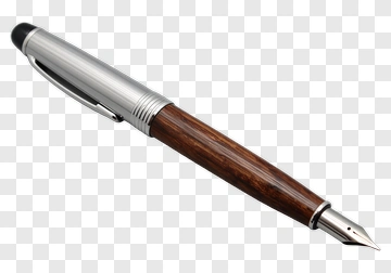 Fountain Pen With Wooden Grip PNG