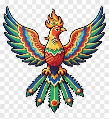 Vibrant Mythical Phoenix With Flame Crest PNG