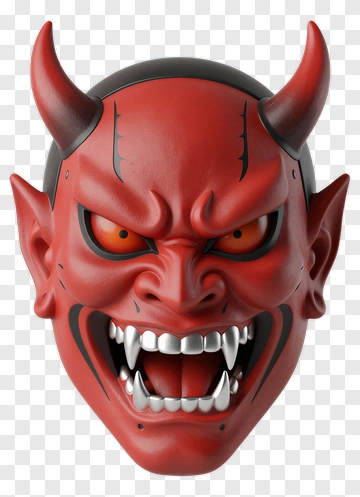 Red Devil Mask With Horns And Sharp Teeth PNG