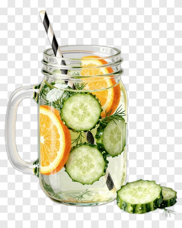 Refreshing Infused Water With Cucumber And Orange PNG