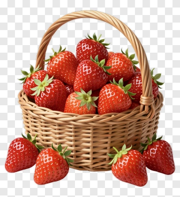 Strawberries In A Wicker Basket PNG