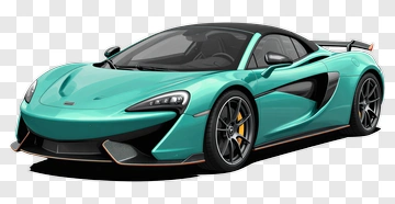 Teal Sports Car With Black Roof PNG