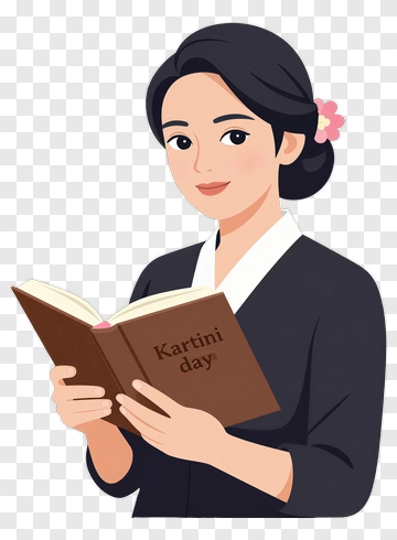 Woman Reading Kartini Day Book PNG