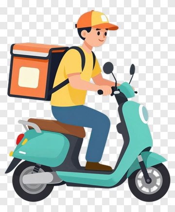 Delivery Rider On Scooter PNG