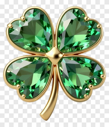 Four Leaf Clover Gemstone Brooch PNG