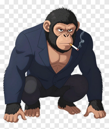 Monkey In Suit Smoking PNG