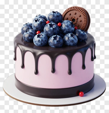 Delicious Pink Cake With Blueberries PNG