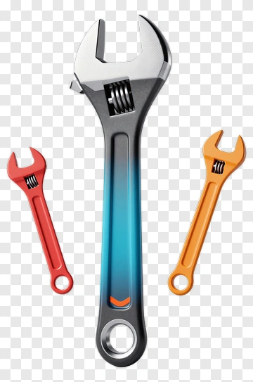 Three Wrenches In Vibrant Colors PNG