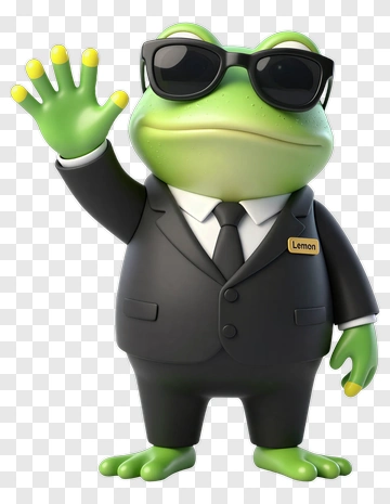 Frog Businessman Waving PNG