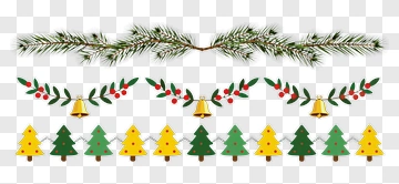 Christmas Tree Garland With Bells PNG