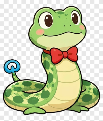 Cute Snake With Red Bow Tie PNG