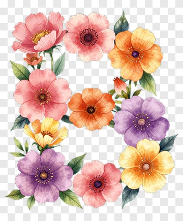 Floral Letter Design PNG