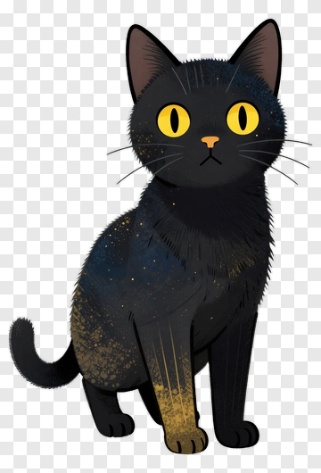 Black Cat With Golden Spots PNG