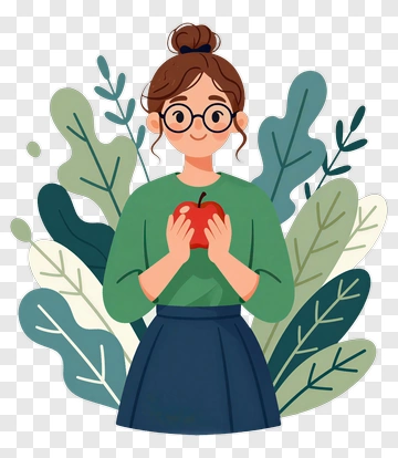 Girl Holding Apple PNG