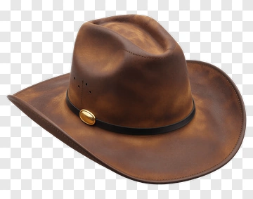 Brown Cowboy Hat With Gold Buckle PNG