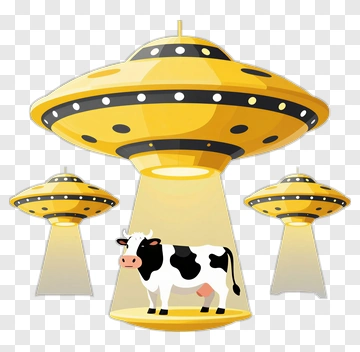 Cow Under UFO Lights PNG