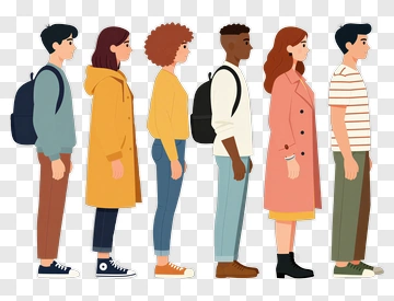 Group Of People Standing In Profile PNG