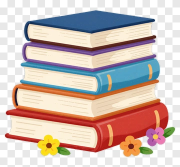 Stack Of Colorful Books With Flowers PNG