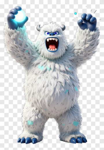 Excited Yeti With Glowing Blue Energy PNG