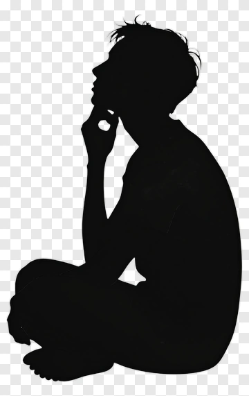Silhouette Of A Thinking Person PNG
