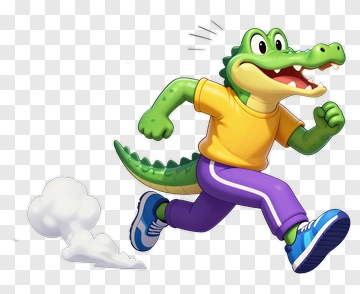 Running Crocodile Cartoon Character PNG