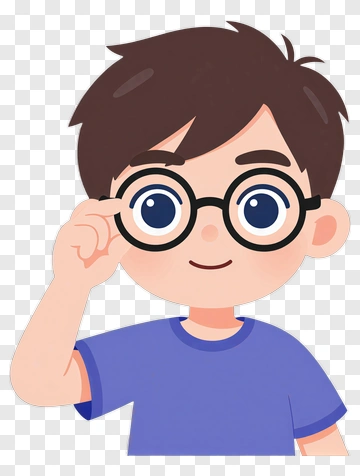 Boy With Glasses Adjusting Them PNG