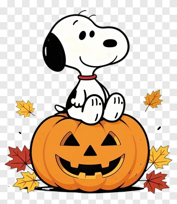 Snoopy Sitting On A Jack-o-Lantern PNG